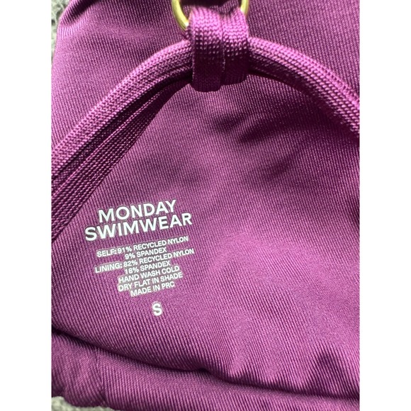 NWT Monday Swimwear Kauai Top Triangle Bikini Eggplant Rib Women's Size Small - Picture 4 of 5